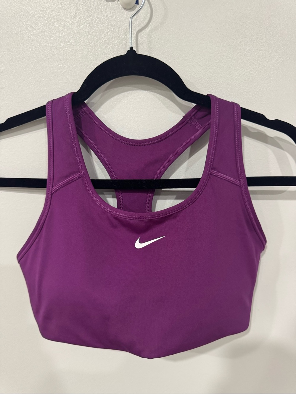 Nike Purple Racerback Sports Bra with White Swoosh